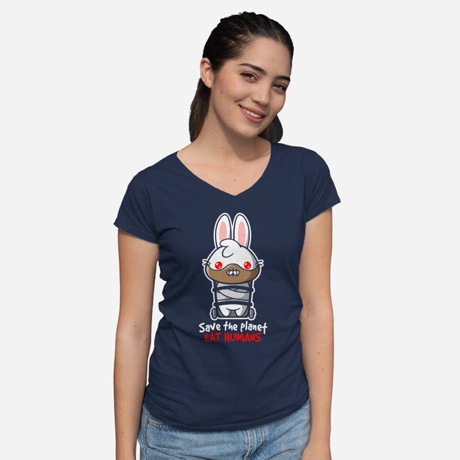 Killer Bunny-womens v-neck tee-NemiMakeit