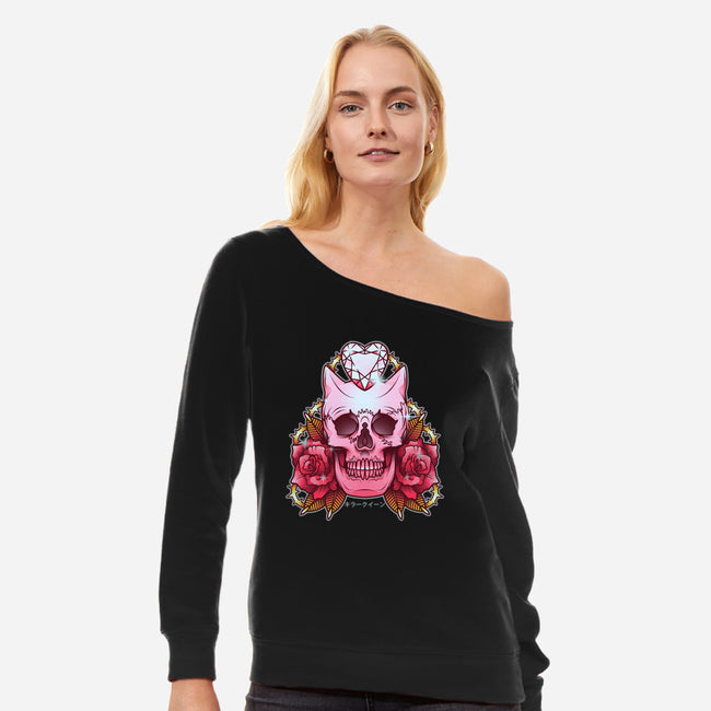 Killer Queen of Diamonds-womens off shoulder sweatshirt-AutoSave