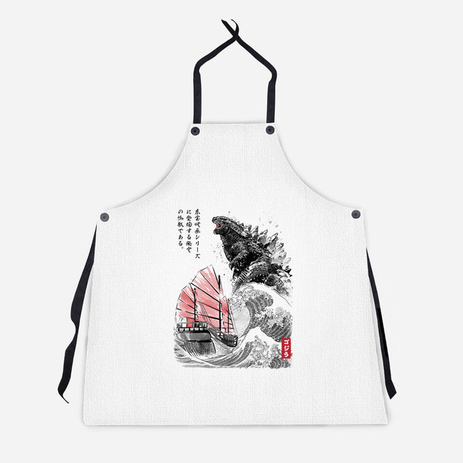 King Kaiju Sumi-e-unisex kitchen apron-DrMonekers