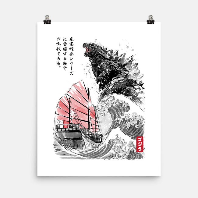 King Kaiju Sumi-e-none matte poster-DrMonekers
