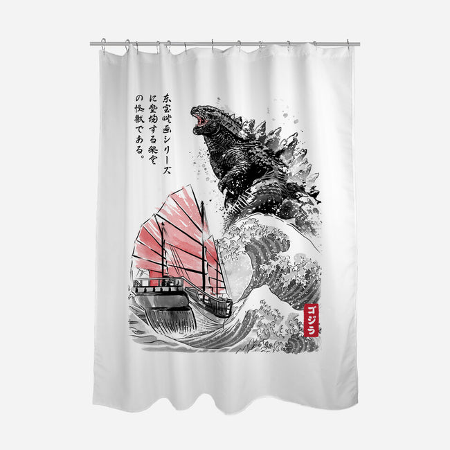 King Kaiju Sumi-e-none polyester shower curtain-DrMonekers