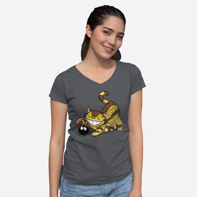 Kitten Bus-womens v-neck tee-drbutler