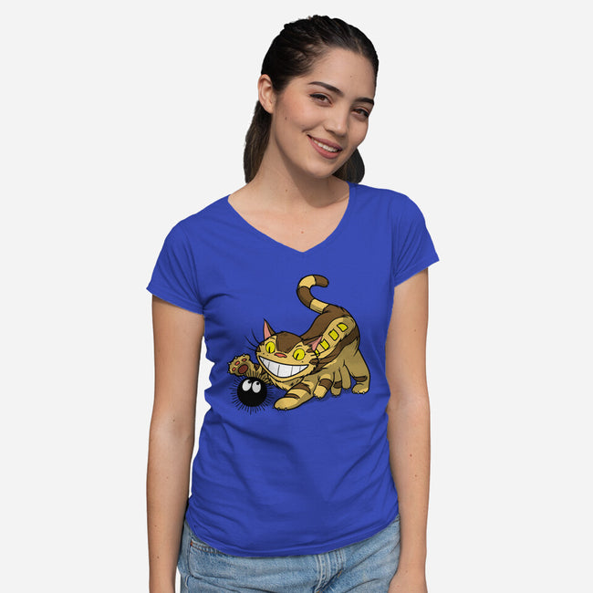 Kitten Bus-womens v-neck tee-drbutler
