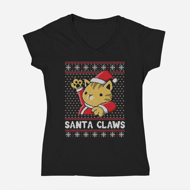 Kitty Claws-womens v-neck tee-NemiMakeit