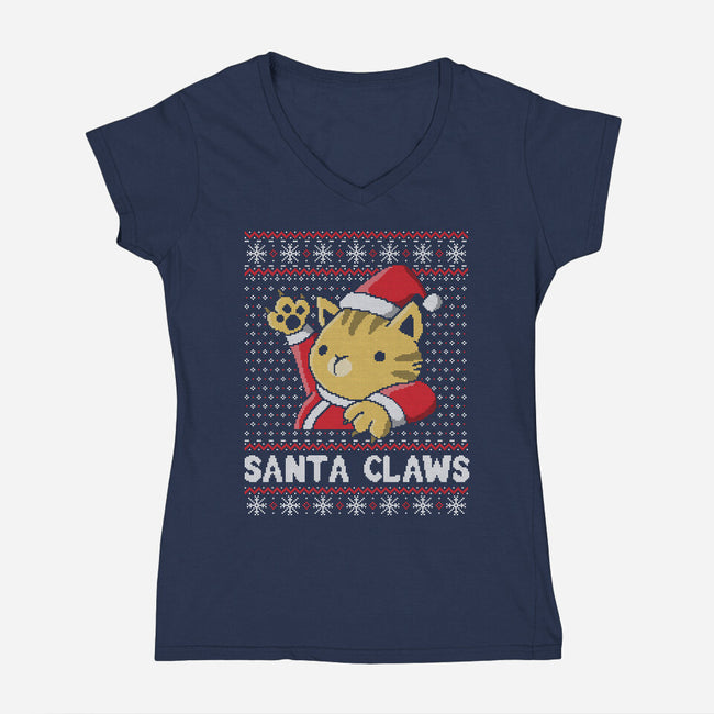 Kitty Claws-womens v-neck tee-NemiMakeit