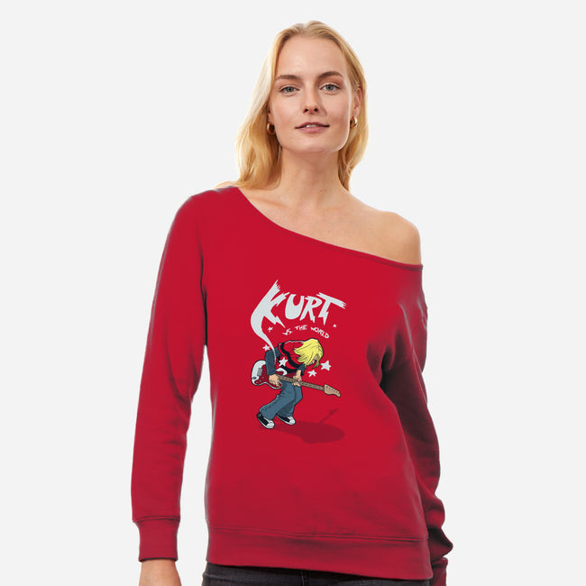 Kurt vs the World-womens off shoulder sweatshirt-Velizaco