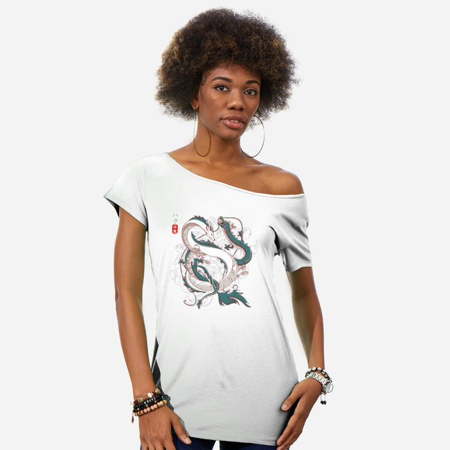 Japanese Dragons-womens off shoulder tee-IKILO
