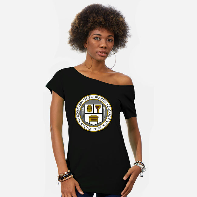 Jones Institute of Archaeology-womens off shoulder tee-Rookheart