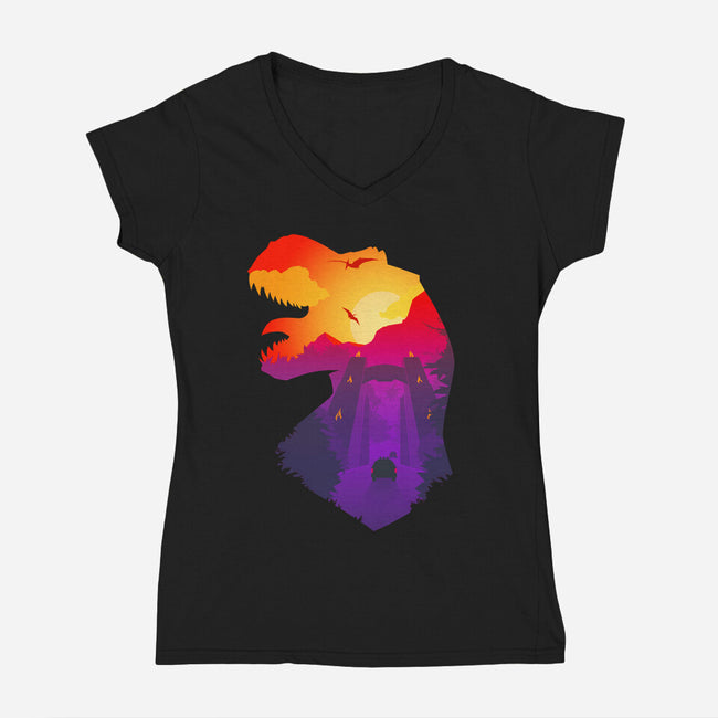 Jurassic Dawn-womens v-neck tee-Guillercraist