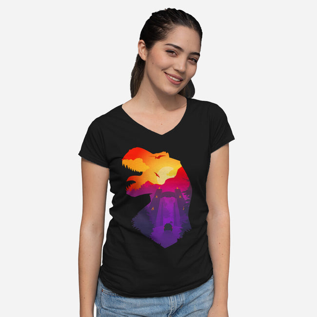 Jurassic Dawn-womens v-neck tee-Guillercraist