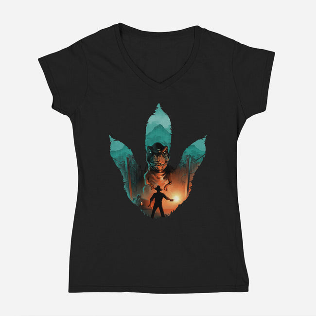 Jurassic Footprint-womens v-neck tee-alemaglia