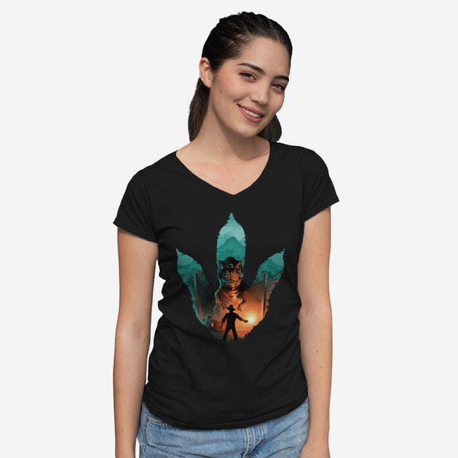 Jurassic Footprint-womens v-neck tee-alemaglia