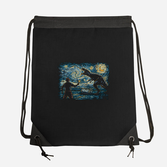 Jurassic Night-none drawstring bag-Hootbrush