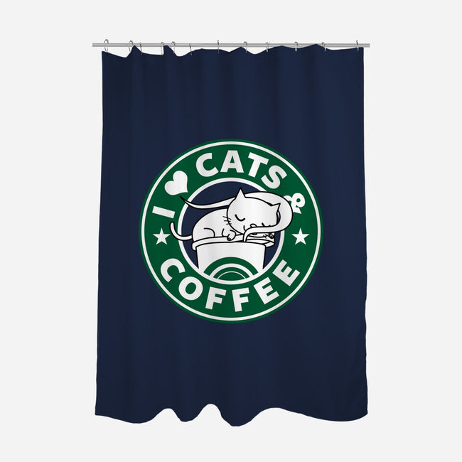 I Love Cats and Coffee-none polyester shower curtain-Boggs Nicolas