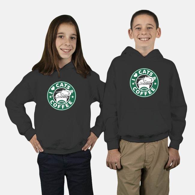 I Love Cats and Coffee-youth pullover sweatshirt-Boggs Nicolas