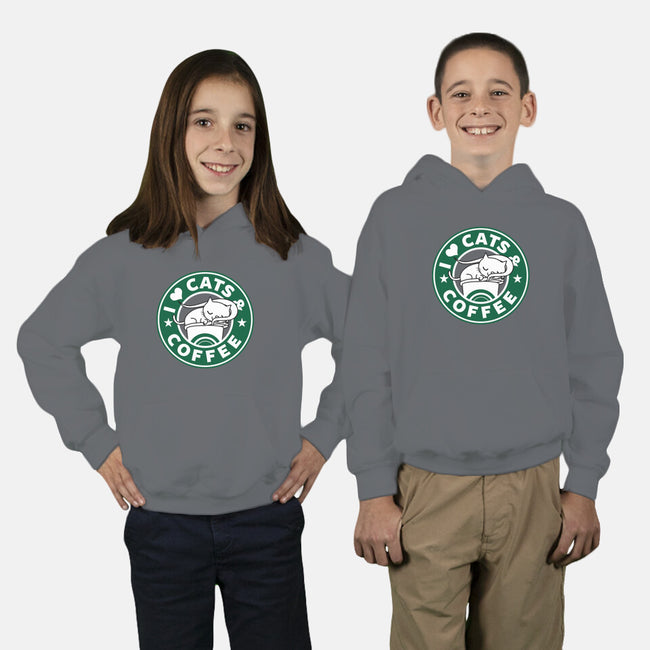 I Love Cats and Coffee-youth pullover sweatshirt-Boggs Nicolas