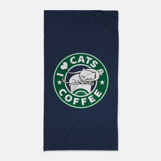 I Love Cats and Coffee-none beach towel-Boggs Nicolas
