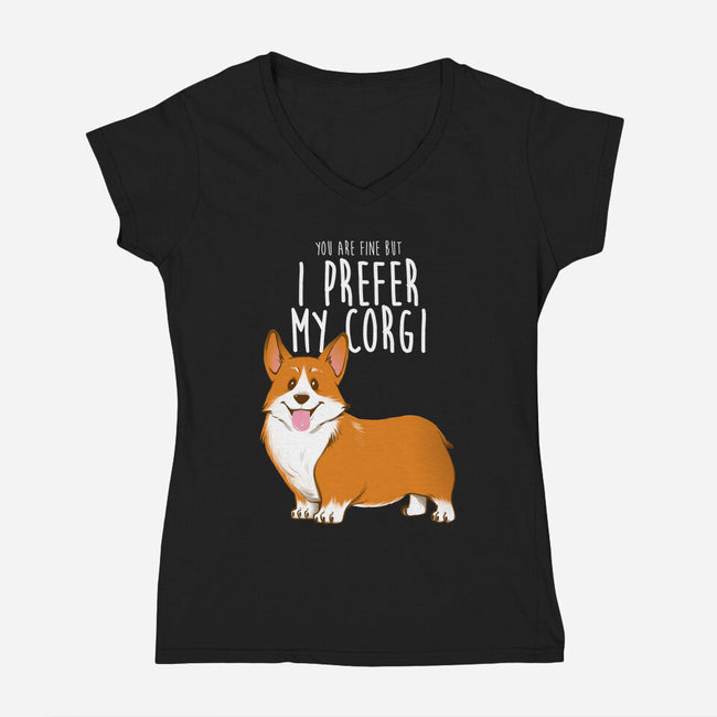 I Prefer My Corgi-womens v-neck tee-ursulalopez