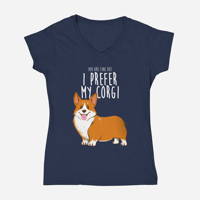 I Prefer My Corgi-womens v-neck tee-ursulalopez