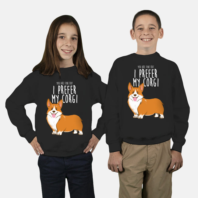 I Prefer My Corgi-youth crew neck sweatshirt-ursulalopez