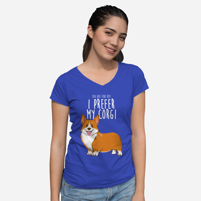 I Prefer My Corgi-womens v-neck tee-ursulalopez