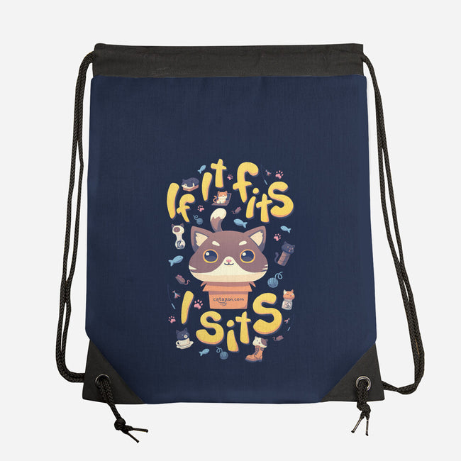 If I Fits, I Sits-none drawstring bag-Geekydog