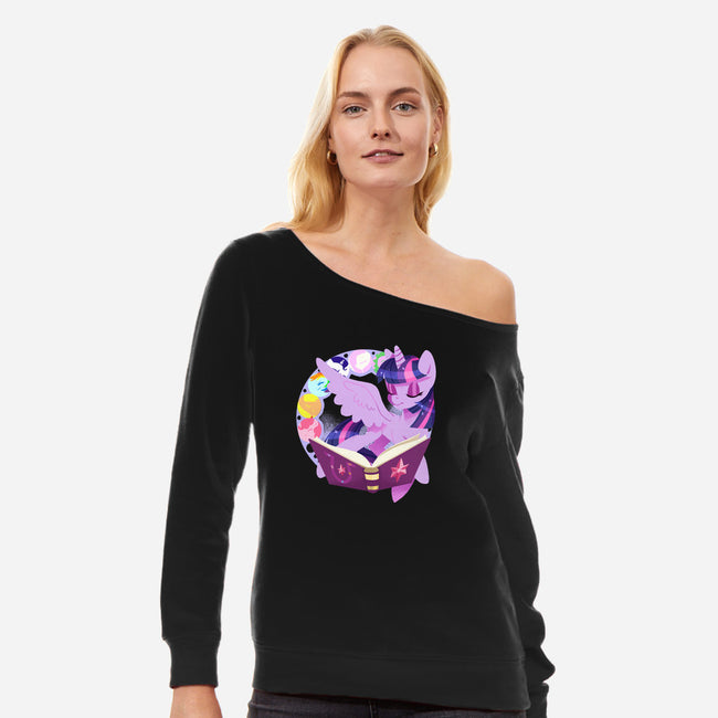 In Our Book-womens off shoulder sweatshirt-thedicegoddess