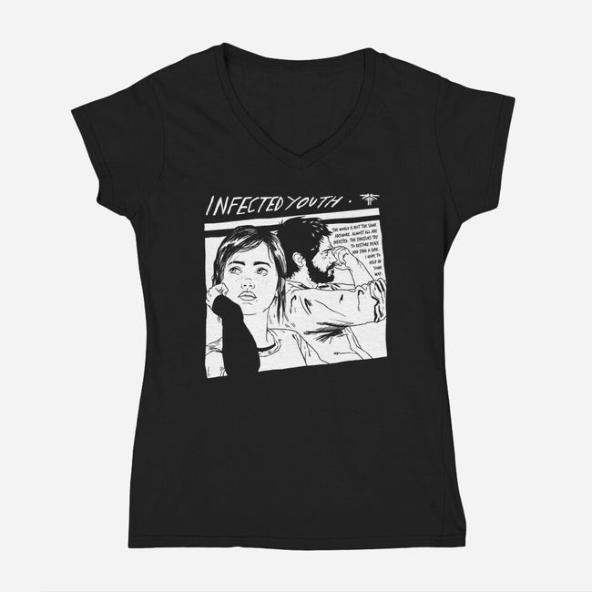 Infected Youth-womens v-neck tee-rustenico