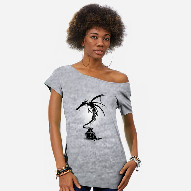 Ink Dragon-womens off shoulder tee-alnavasord