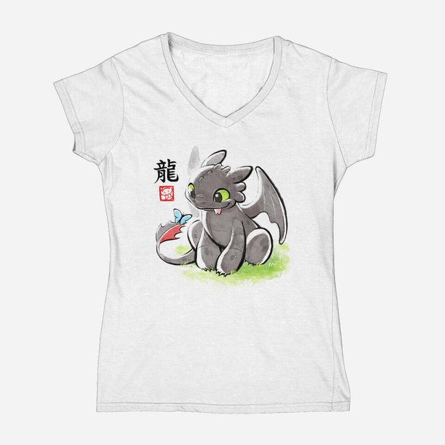 Inked Dragon-womens v-neck tee-BlancaVidal