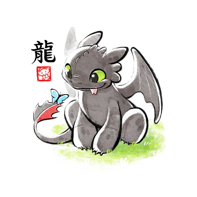 Inked Dragon-none removable cover w insert throw pillow-BlancaVidal