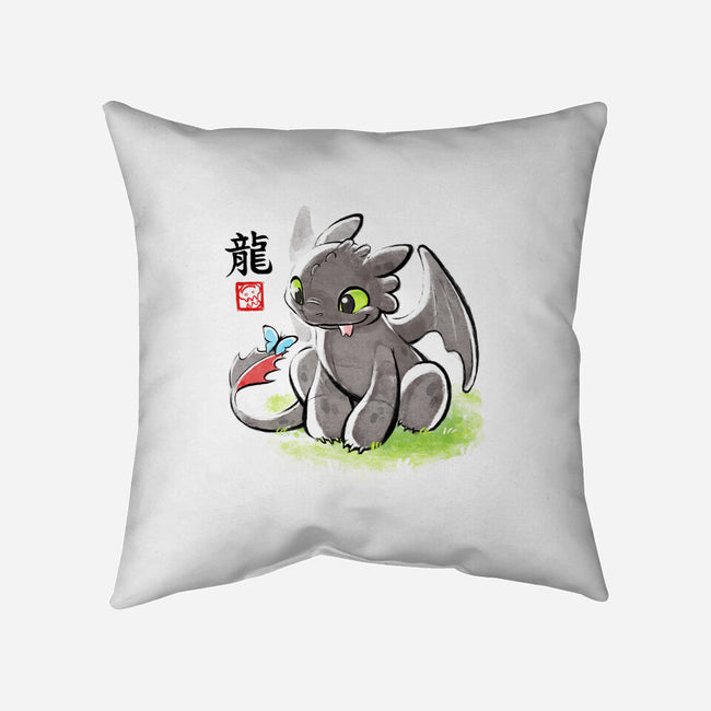 Inked Dragon-none removable cover w insert throw pillow-BlancaVidal