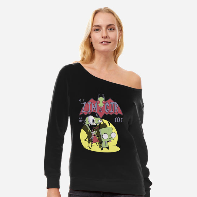 Invaderman-womens off shoulder sweatshirt-xMorfina