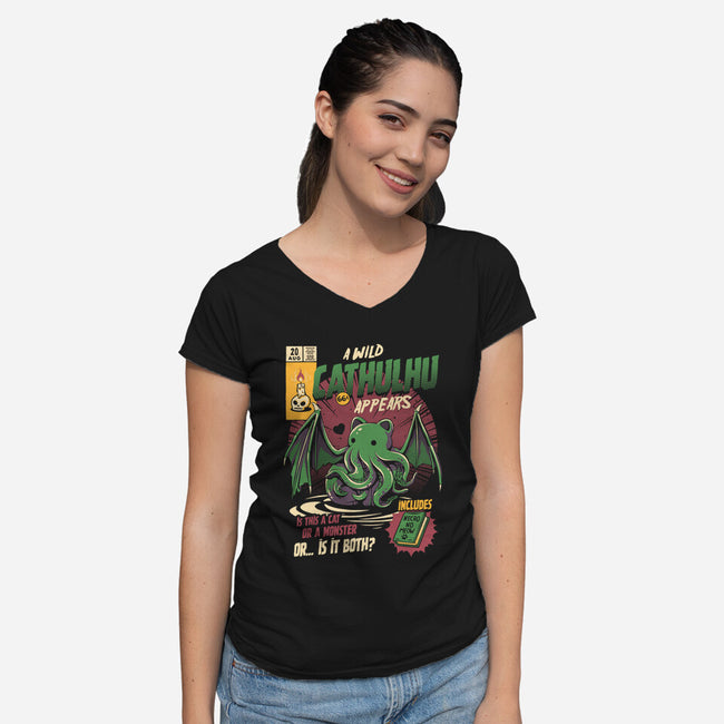 Is It a Cat Or a Monster-womens v-neck tee-ilustrata