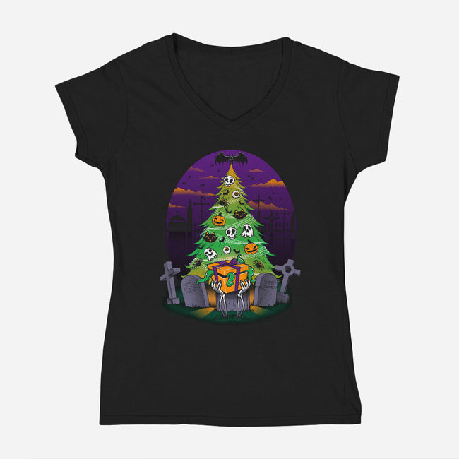 Halloween Is My Xmas-womens v-neck tee-tobefonseca