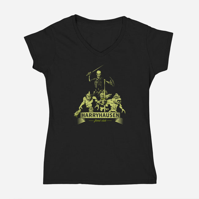 Harryhausen Fiend Club-womens v-neck tee-chemabola8