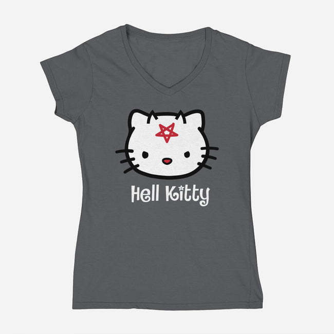 Hell Kitty-womens v-neck tee-spike00