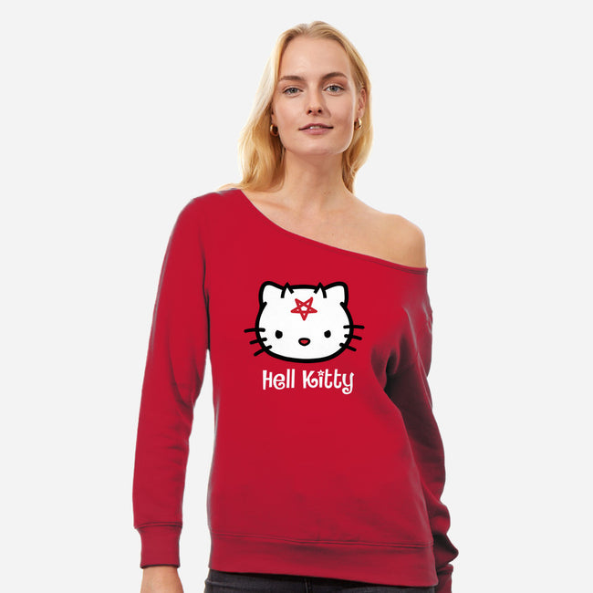 Hell Kitty-womens off shoulder sweatshirt-spike00