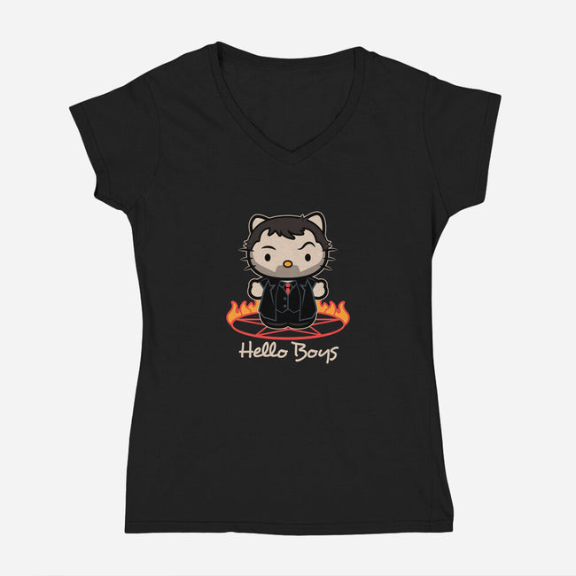 Hello Boys-womens v-neck tee-Matt Parsons