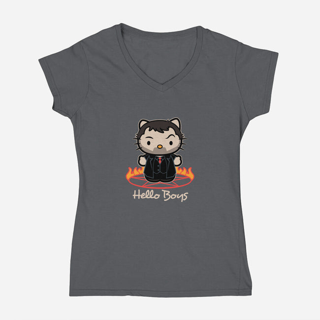 Hello Boys-womens v-neck tee-Matt Parsons