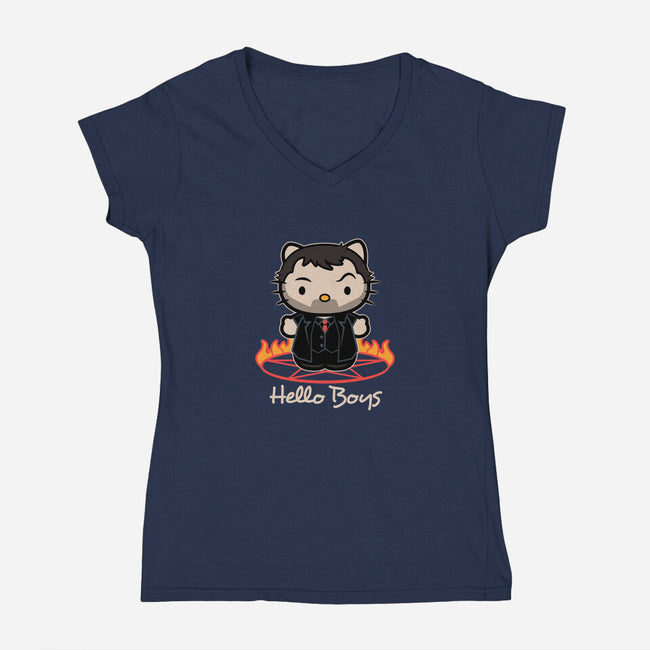 Hello Boys-womens v-neck tee-Matt Parsons