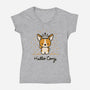 Hello Corgi-womens v-neck tee-CorinnaSchlachter