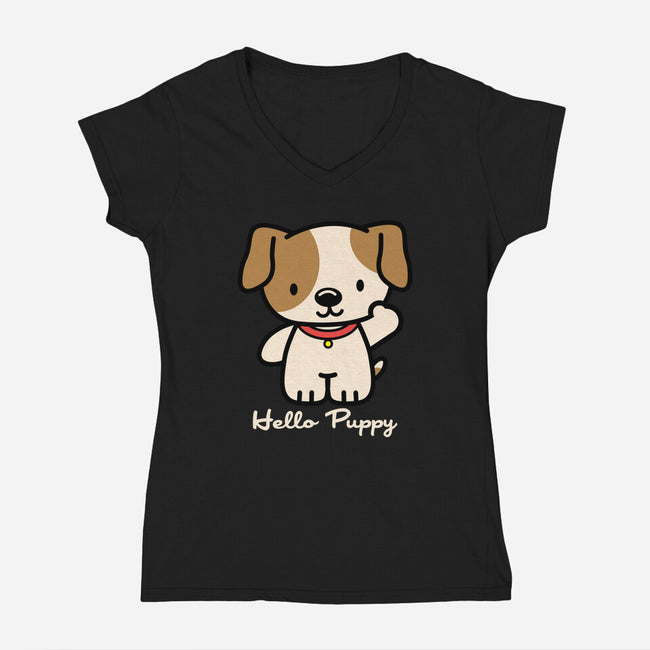 Hello Puppy-womens v-neck tee-troeks