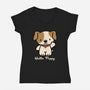 Hello Puppy-womens v-neck tee-troeks