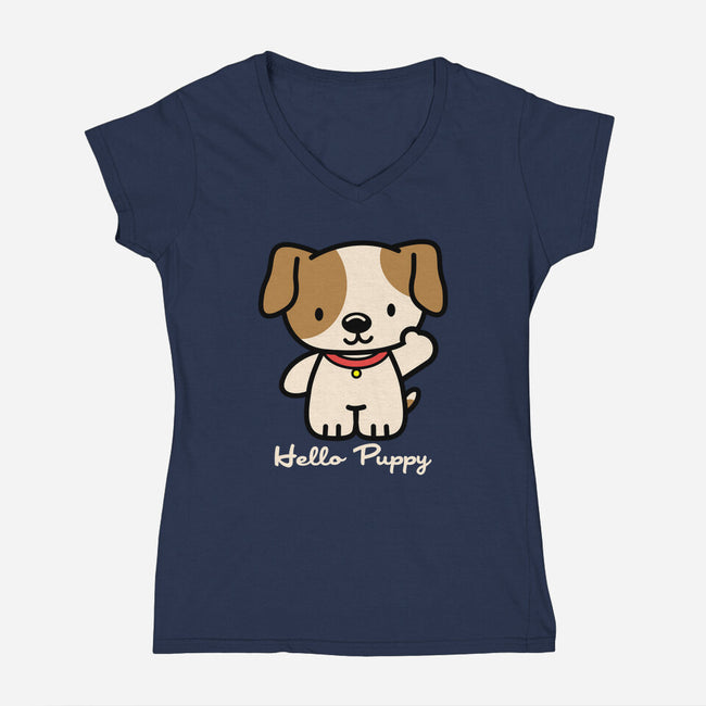 Hello Puppy-womens v-neck tee-troeks