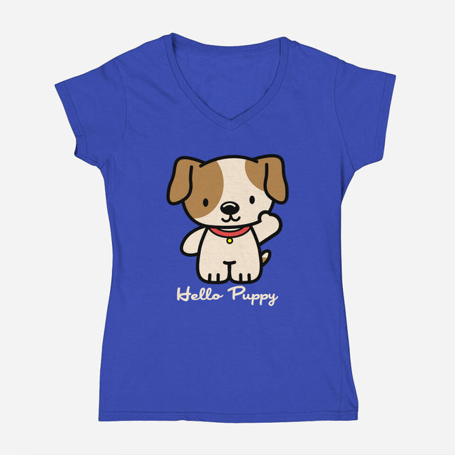 Hello Puppy-womens v-neck tee-troeks