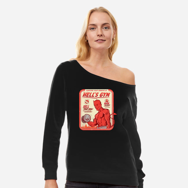 Hell's Gym-womens off shoulder sweatshirt-hbdesign