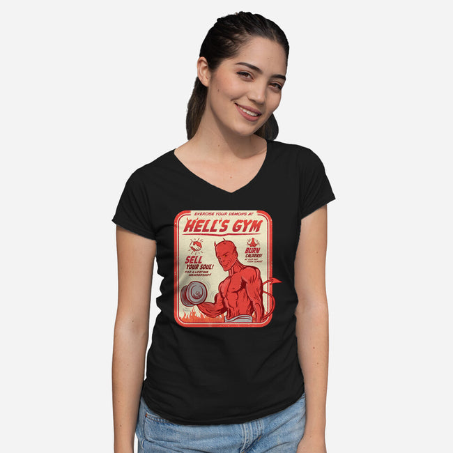 Hell's Gym-womens v-neck tee-hbdesign