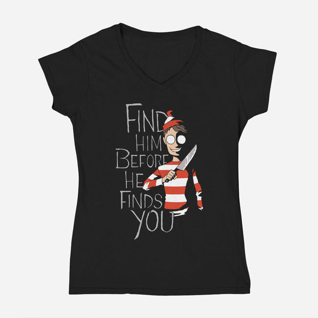 Hiding in the Dark-womens v-neck tee-DoOomcat