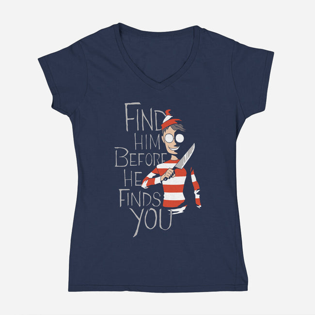 Hiding in the Dark-womens v-neck tee-DoOomcat
